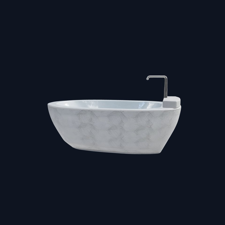 Futuristic Oval Bathtub Stone Metallic model pack